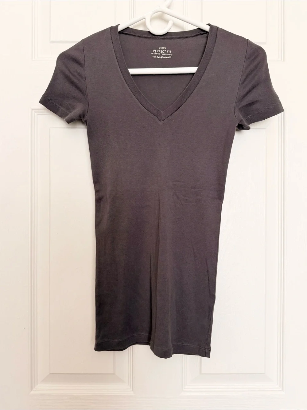 J. Crew Gray V-Neck Short Sleeve Tee
